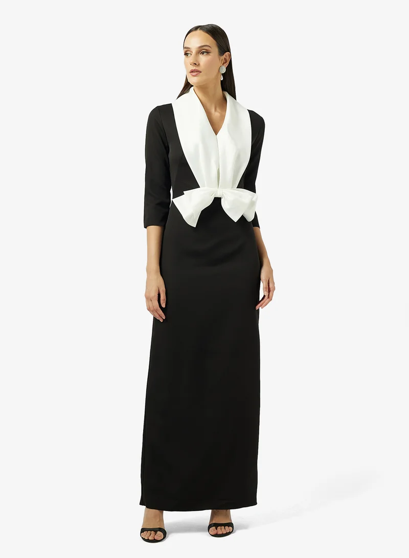 Namshi x Contrast Tone Gown With Statement Bow